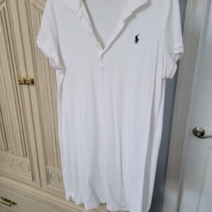 Ralph Lauren White Polo Shirt Dress with Navy Pony